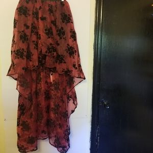 Floral Victorian steampunk high low skirt.